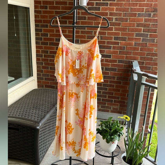 Anthropologie Paper Crown Magnolia Floral Print Midi Dress, Size Large, NWT - Picture 6 of 6